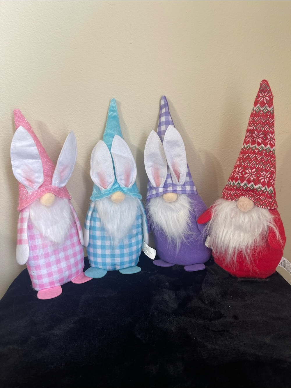 Pastel Bunny Gnome Plush Set - Pink, Blue, Purple & Red
